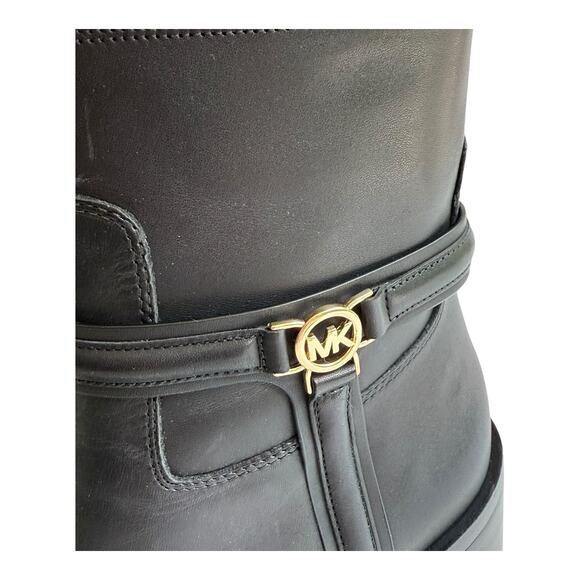 NEW Michael Kors Bombe Leather ANKLE BOOT Mindy Black Womens 10 Zip Shoe In Box - Picture 4 of 13